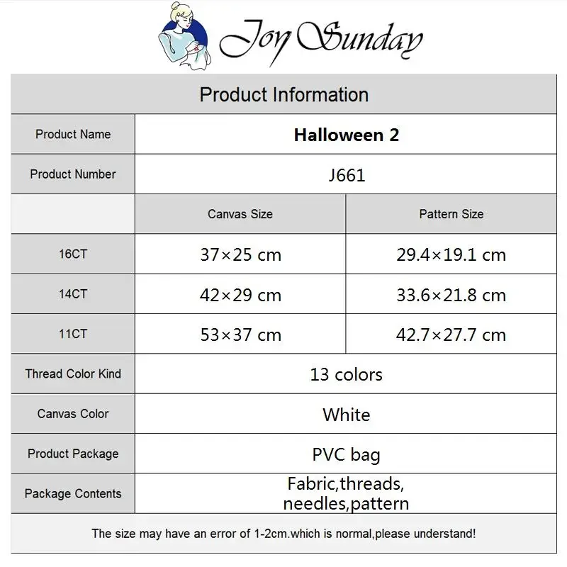 Joy Sunday Halloween wstępnie wydrukowany krzyż ścieg haft kompletny zestaw nici DMC szycie robótki ręczne ręcznie robione prezenty malowania