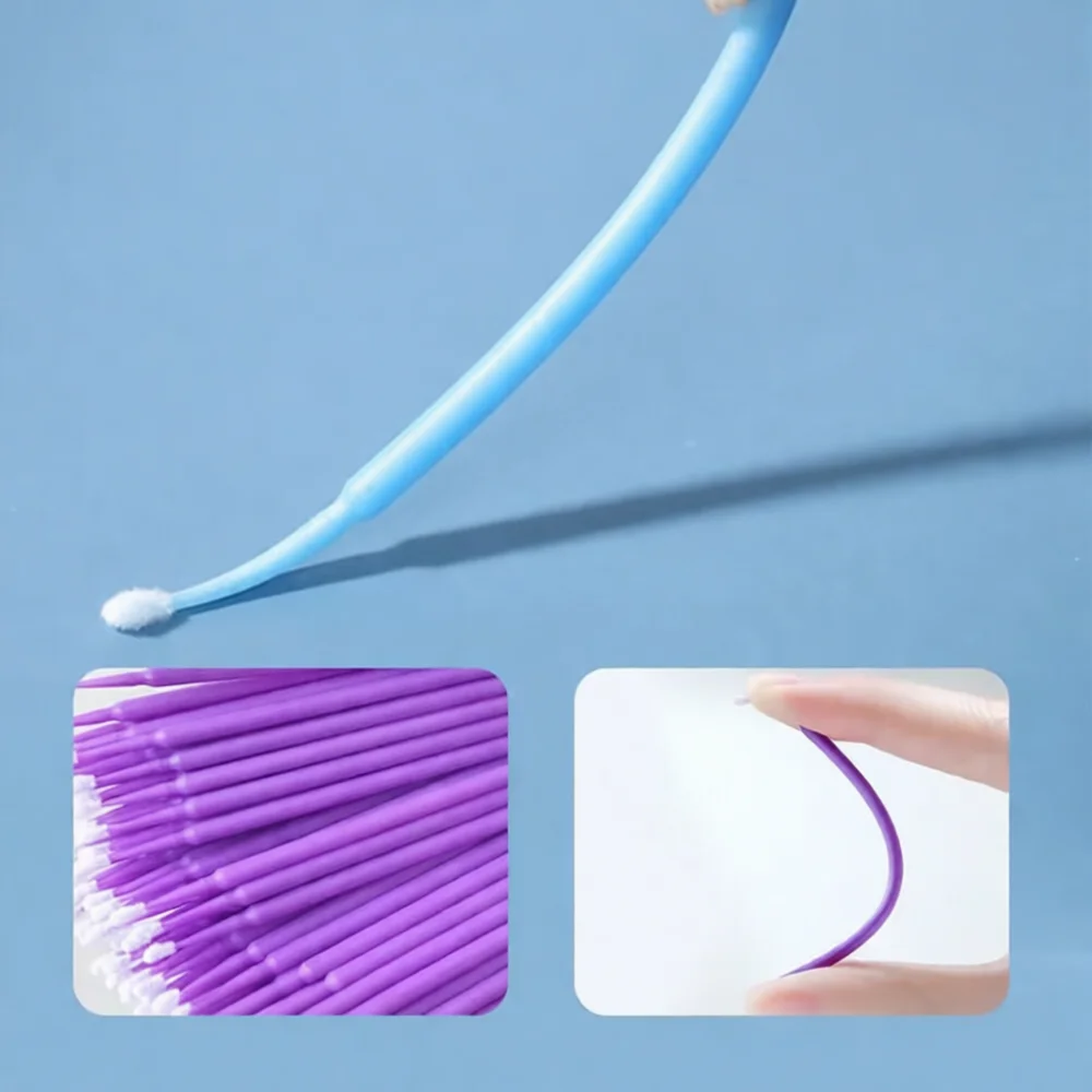 Disposable Precision Nano Cotton Swabs For Lash Extensions Cleaning Cosmetic Micro Applicator Tip Makeup Removal Tool Kit