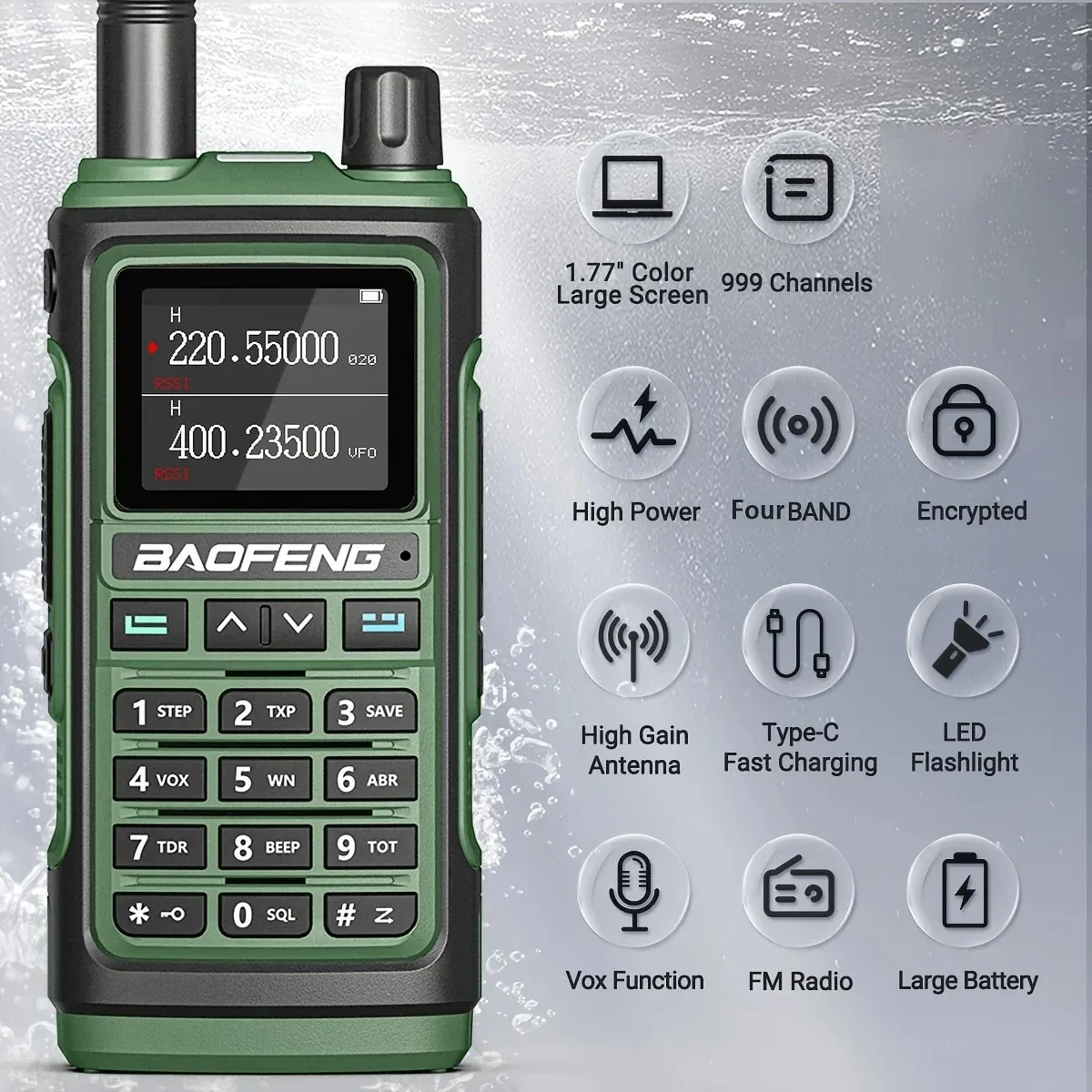 BAOFENG UV-17 professionnel maximum walperforé talperforé quatre bandes sans fil copie fréquence bidirectionnelle sans fil longue portée co