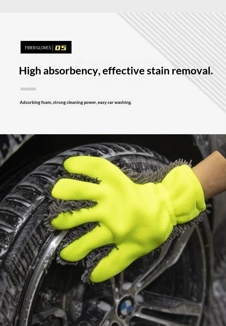 Sherwin Plüsch-Fünf-Finger-Autowaschhandschuhe Plüsch-Autoreinigungsschwamm Radnabenreinigung Dickes Plüschmaterial Beschädigt Nicht – Detail 10