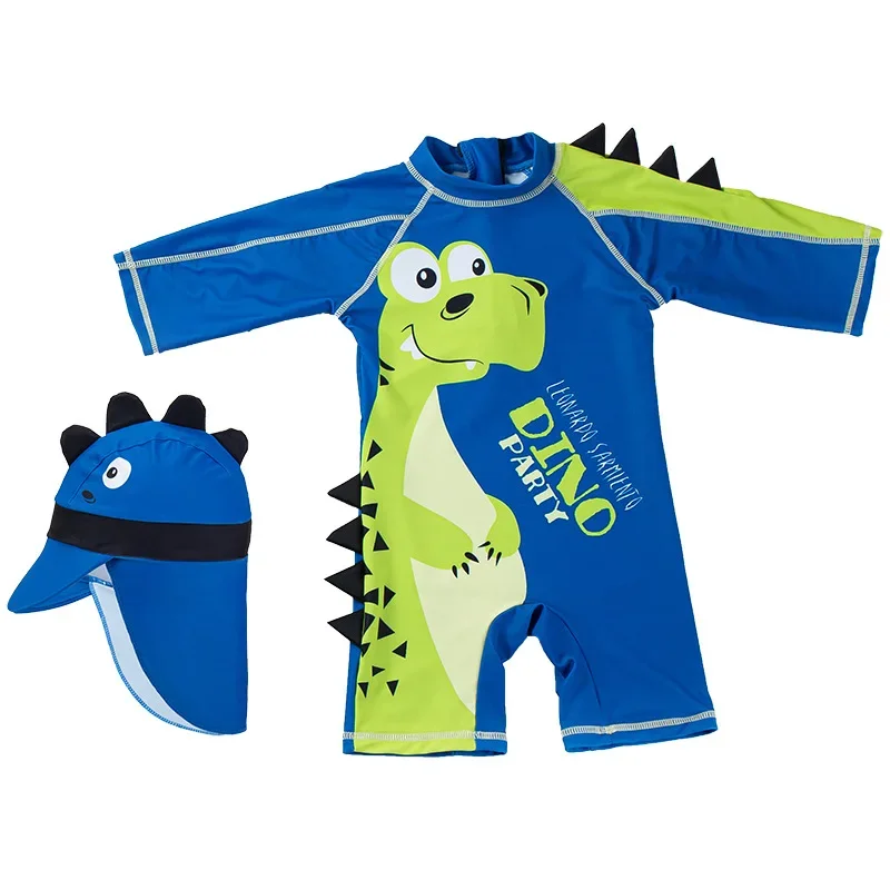 

Baby Boys One-Piece Swimwear Toddler Kids Child 0-6Y 3D Cartoon Dinosaur Style Swimsuit Bathing Suit With Sunhat Long Sleeve