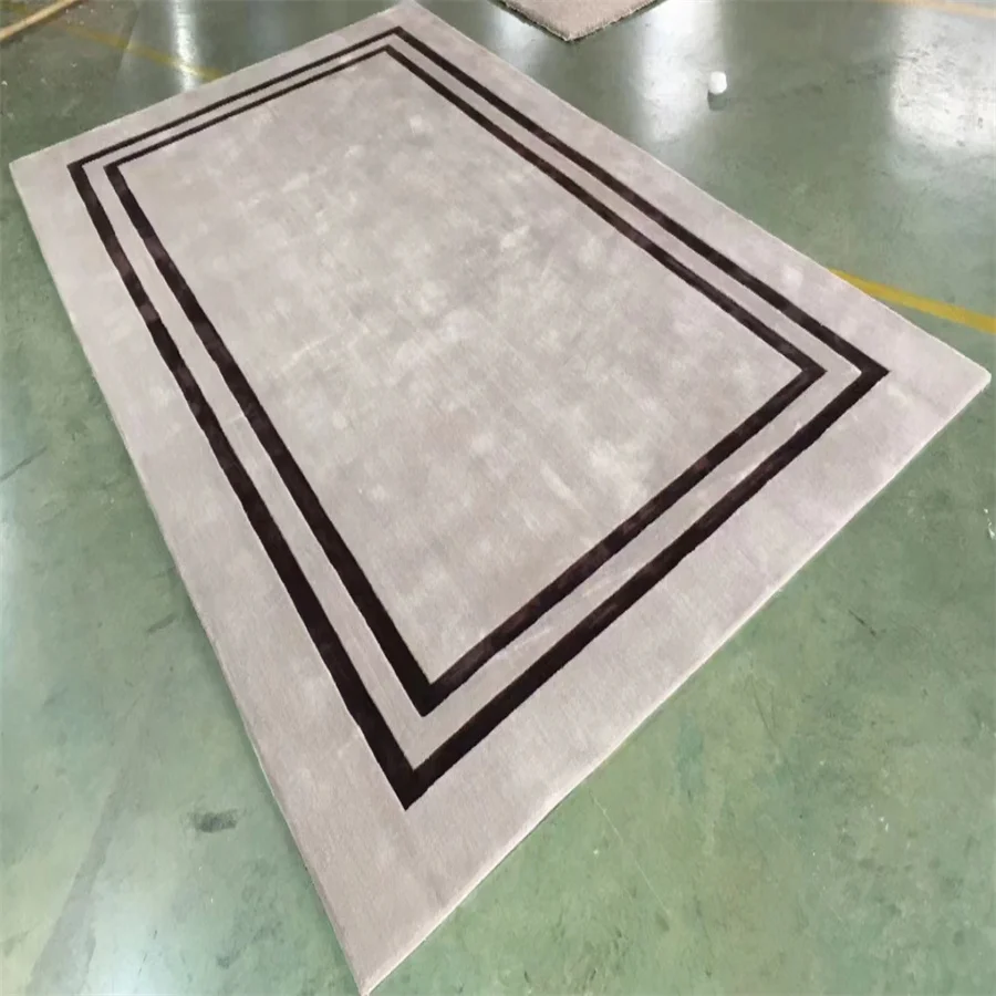 Home Carpet Silk Carpet Handmade Modern Geometric Abstract Design Rug Hand Custom 3d Carpet China for Home Decorative 1 Piece