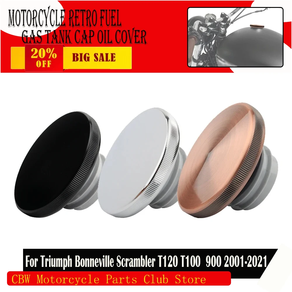 

Fuel Gas Tank Cap Motorcycle Vented Oil Cover For Triumph Bonneville Scrambler T120 T100 Thruxton 900 2001-2024 Aluminum Trim