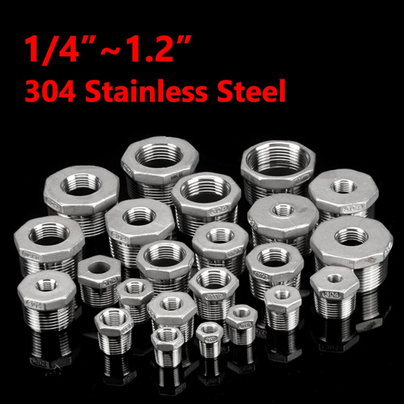 

1/8 "~ 1,2 дюйма шестигранная втулка переходник фитинг BSP труба с наружной/внутренней резьбой 304 переходник из нержавеющей стали соединитель