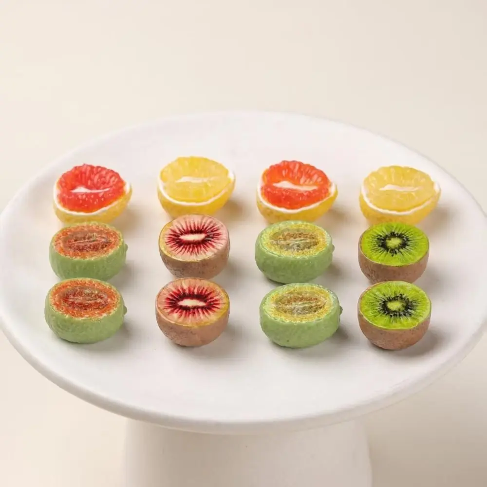 20PCS Resin Mini Fruit Models Half Cut Lightweight Micro Food Keychain Handmade Craft DIY Craft Kit Simulated Fruit Charm