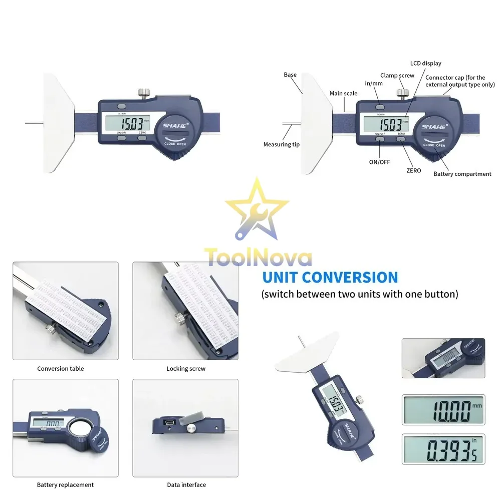 0-25mm Depth Caliper Electronic Depth Caliper Digital Car Tyre Tire Tread Depth Gauge Stainless Steel Digital Caliper