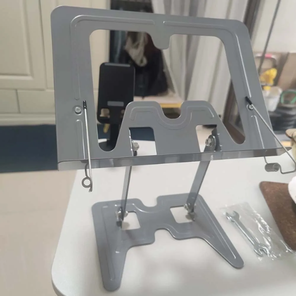 Tablet Stand Full Metal Reading Stand Adjustable Foldable Book Holder Dual Arm Sturdy Bookstand Bedside