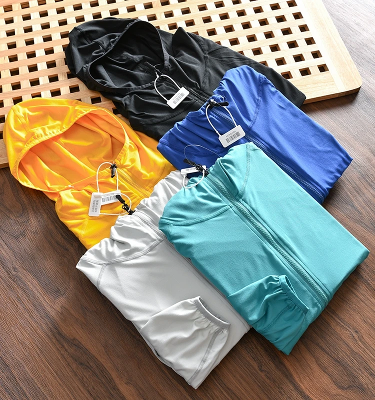

Imported Fabric Men's Summer Thin Single Color Breathable Quick Dry Skin Shirt Sun Protection Hat Jacket Fashion Urban Style