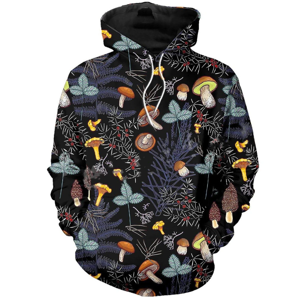 

New spring and autumn 3D mushroom pattern camouflage hoodie fun men's and women's essential sweatshirt Harajuku men's sweater