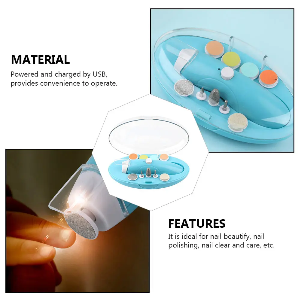 

Charging Type Electric Polisher Usb Rechargeable Grinding Tool Compact Portable Manicure Set For Kids Baby Care Nail Grinding