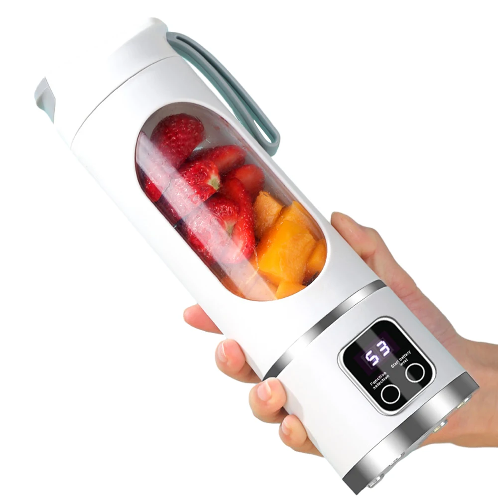 Portable Electric Juicer Cup 450ML Powerful 12 Blades Fruit Blender Rechargeable Juicing Bottle for Home Camping Travel