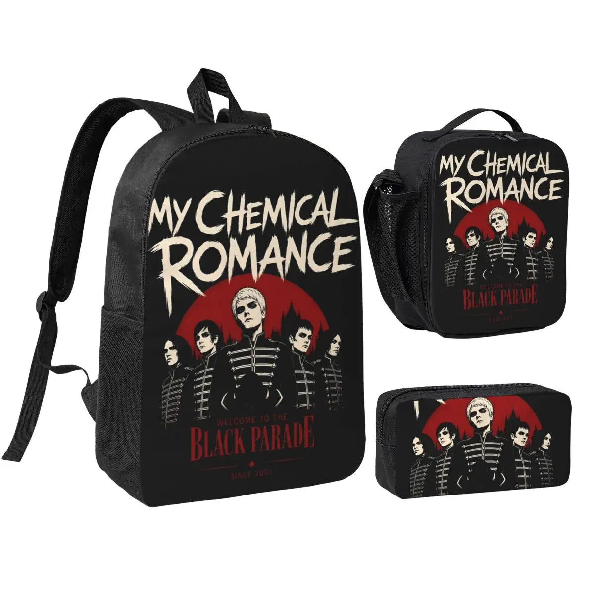 The Black Parade 2026 Music My Chemical Romance Mcr Backpack Lunch Box Pen Bags Backpacks Schoolbag Bookbag Set
