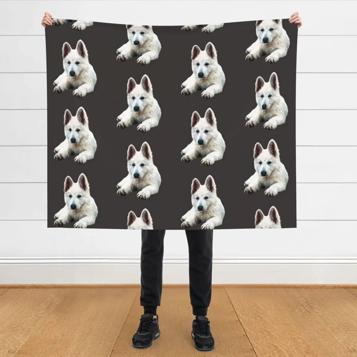 

White Swiss Shepherd Puppy Dog Cute Throw Blanket Plush Flannel Soft Beds blankets and throws Blankets