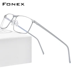 FONEX Pure Titanium Glasses Men Square Eyewear 2020 New Male Full Korean Eyeglasses Frame 8550