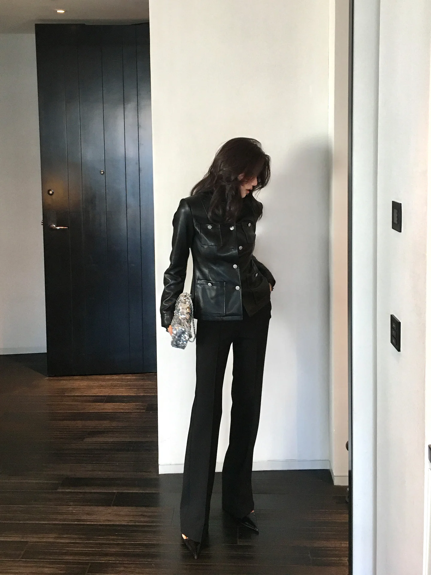 

Dragon Xier New Sle High Waist Flared Pants Women's Slimming Casual Bla Wide Leg Pants Commute Faion A2EDKZK773