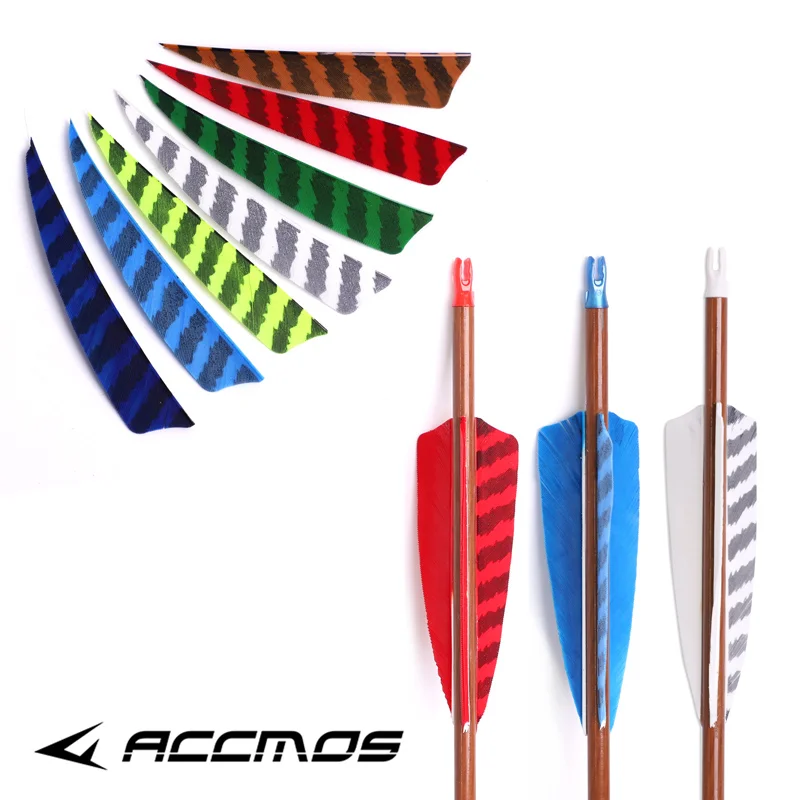 Frecce Fletching in piuma naturale per freccia da caccia, tiro con l\'arco ACCMOS, piuma di tacchino, fai da te, ali destra, 4 pollici, 5 pollici