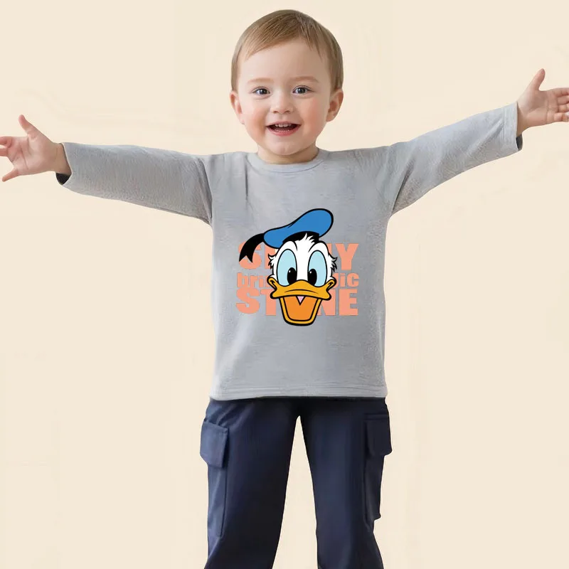

Boys Tshirt Daisy Print Long Sleeve Tops Casual Fashion Tees Children New Round Neck Thin Loose Base Shirt Boys Clothes