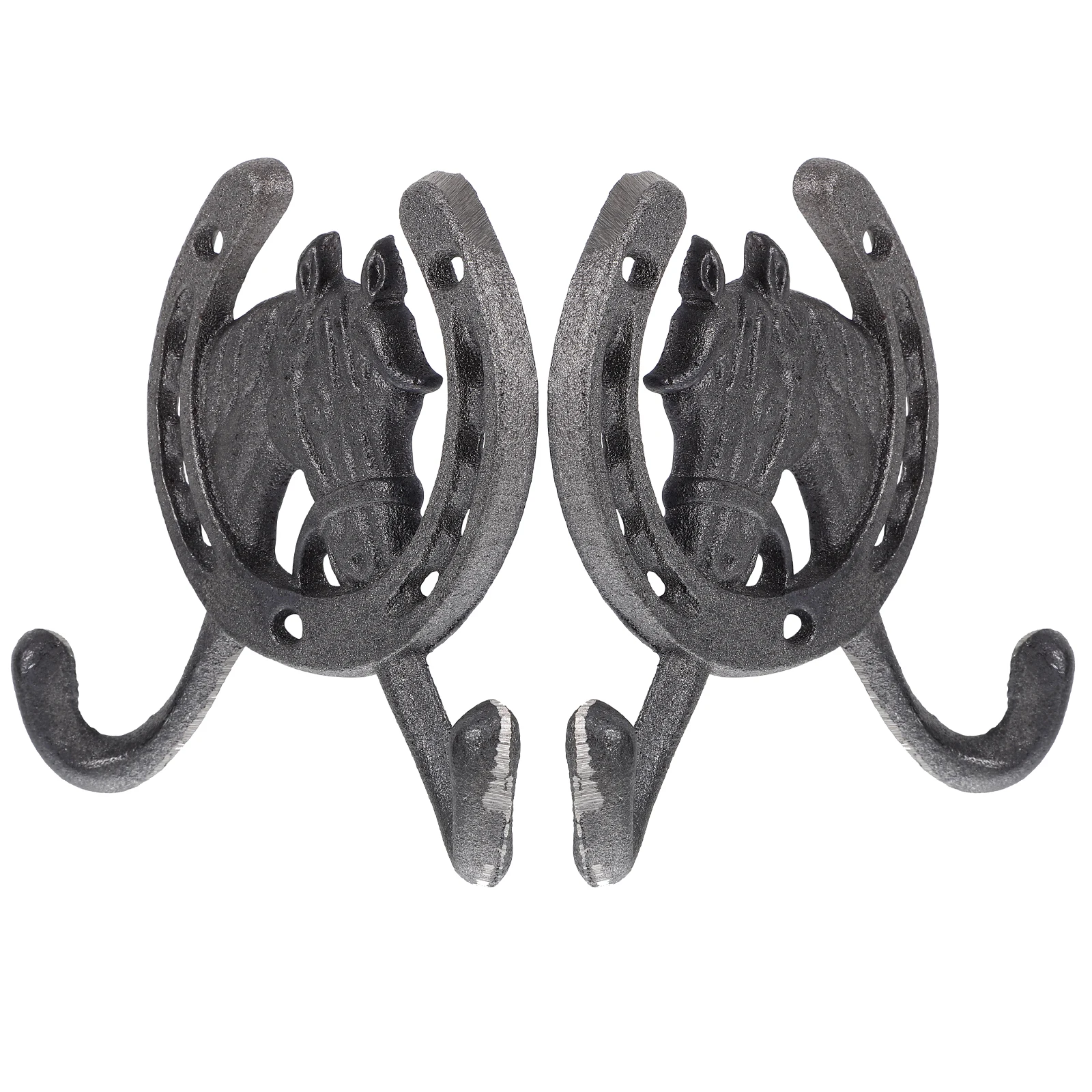 

2pcs Cast Iron Horseshoe Hooks Vintage Wall Mounted Coats Hat Rack Heavy Duty Sundries Hanger Farmhouse Wrought Hook Retro Style