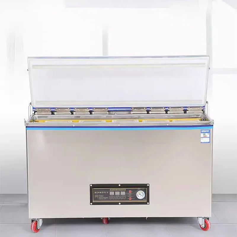 آلة تعبئة الفراغ الأوتوماتيكية بالكامل آلة تعبئة الفراغ التجارية الكبيرة طعام مطبوخ، جاف ورطب ثنائي الغرض طازج