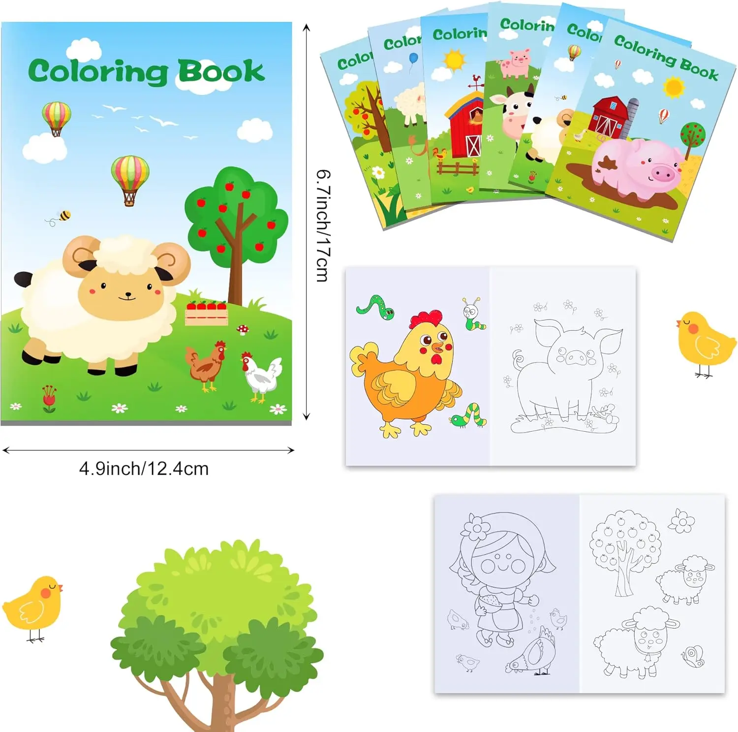 Farm Animals Coloring Books Mini Coloring Books for Kids DIY Art Drawing Activity Book  for Cow Sheep Farmhouse Theme Birthday