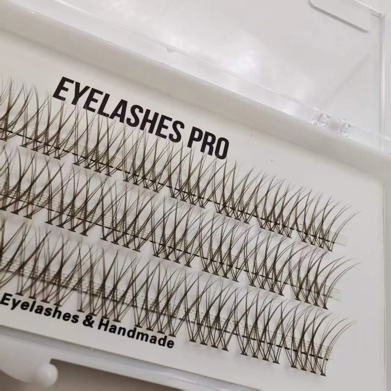 Brown mu004 DIY Hand Made Eyelash Extension Segmented Flase Lashes Lash Bundles Soft Ribbon Strip Eyelashes Makeup Lashes