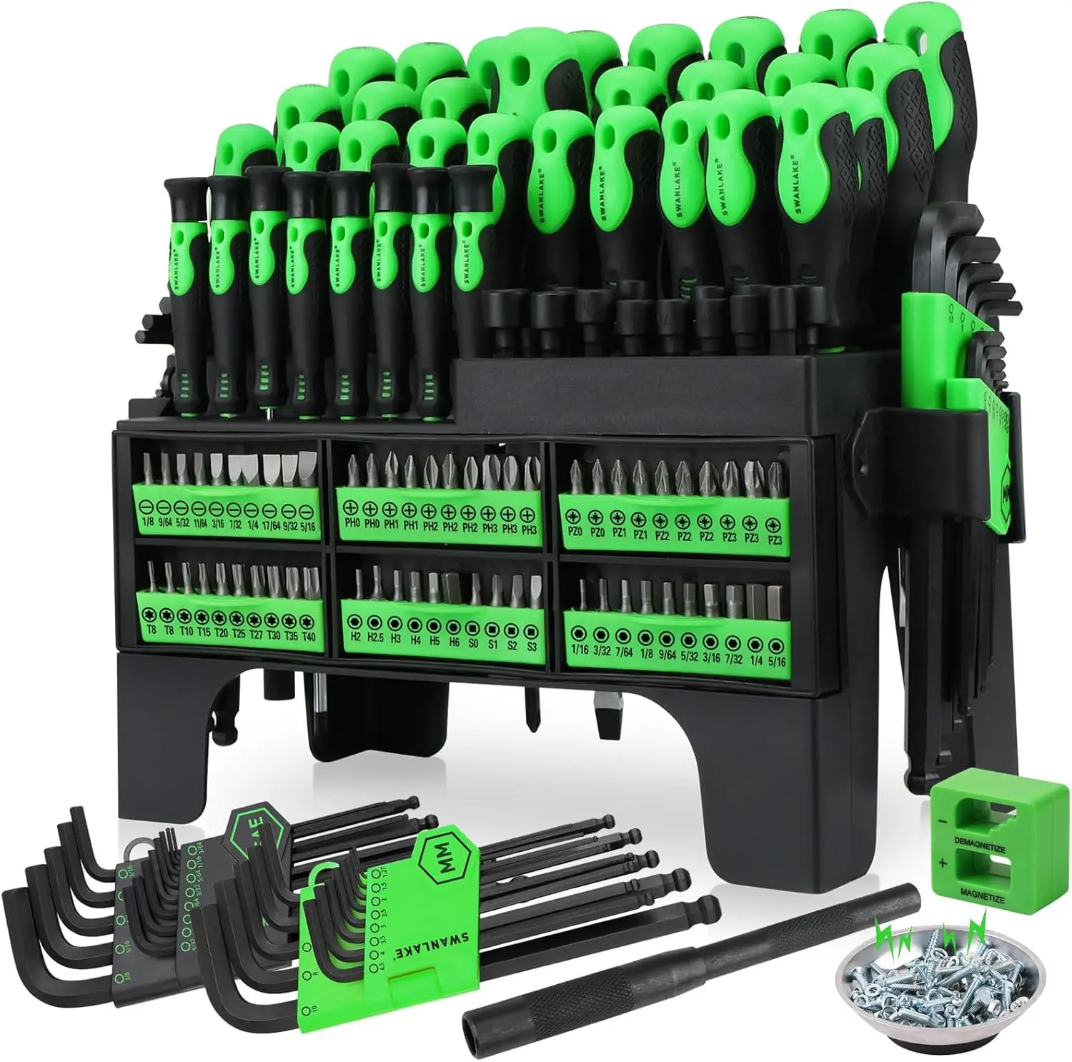

141-Piece Magnetic Screwdriver Set with Plastic Rack, Torx/Slotted/Phillips Bits, Hex Keys, Ratchet Handle for DIY Tools