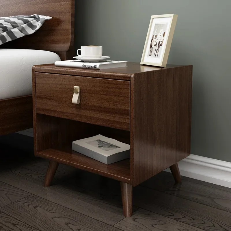 New Chinese-style Solid Wood Bedside Table Bedroom Furniture African Walnut Hotel Bedside Table Manufacturer