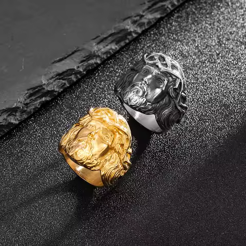 New Men's gold Silver color 316L Stainless Steel Christian Holy Cross Ring Hand of God Gifts for Men's Women's Festivals Jewelry