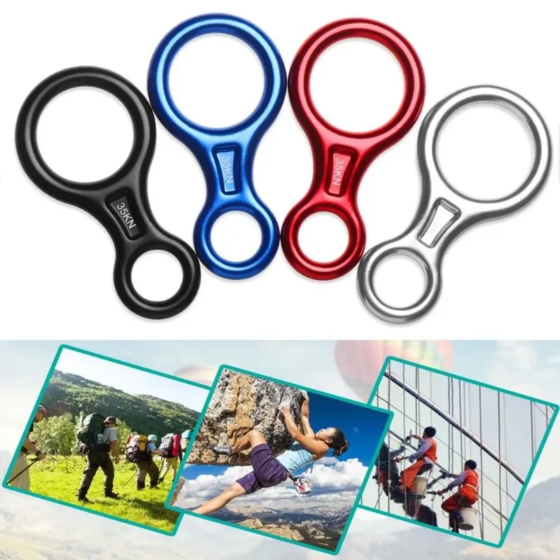 حلقة منحرفة تسلق الصخور ، شكل حبل 8 كلمات ، ترس حلقة ثمانية منحدرات ، معدات جهاز تسلق ، 35 كيلو طن