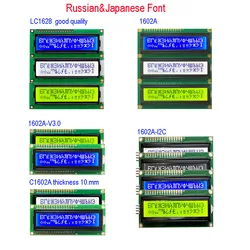 16x2 1602 Russian Cyrillic Font Lcd Display Module  5v Blue White Green Black Screen I2C 80x36mm LC1621 1602A WHZ1602W2