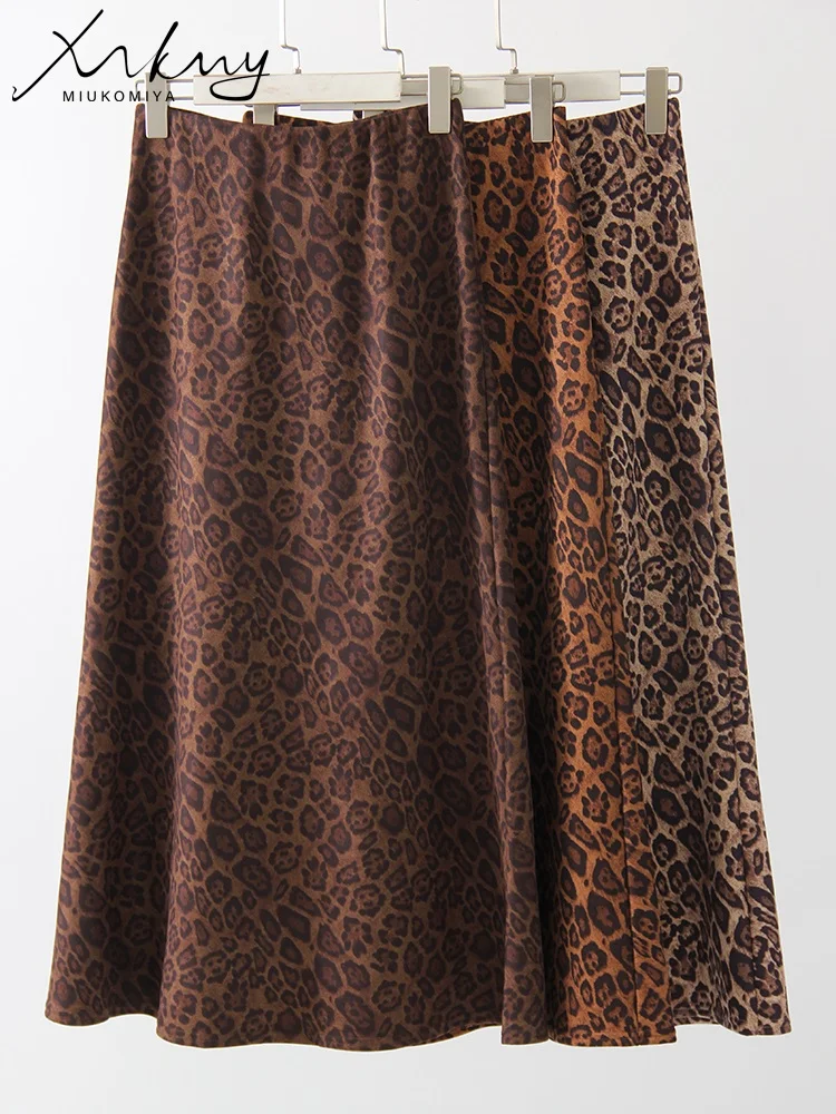 Elegant High-Waist Leopard Print Maxi Skirt for Women