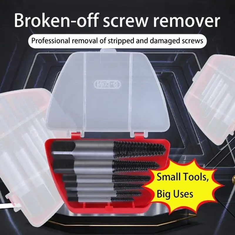 

652F Convenient 6Piece Screw Extractor Set for Quick Easy Removal of Stubborn Screws Plumbing Repairs Water Pipe Maintenance
