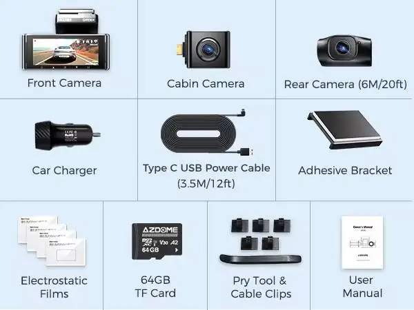 AZDOME 4K Dash Cam M550 Max intégré GPS Wifi caméra voiture DVR 3.18 "écran Vision nocturne 24H moni