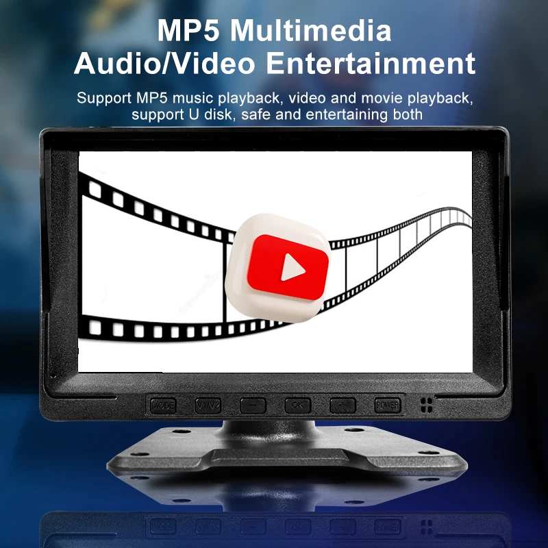 7 Inch Full HD 1080p Dual Lens Split View Backup Reverse Monitor Rear View Side Mirror Bus Truck Camera