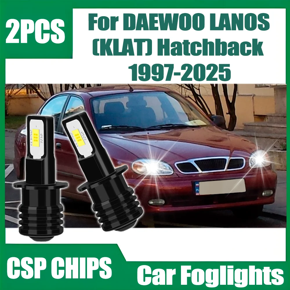 2 Luces LED Delanteras Antiniebla para Auto, Súper Brillantes, Canbus Sin Error, 6000K Blanco, Alta Potencia, 12V, para DAEWOO LANOS (KLAT) Hatchback 1997-2025