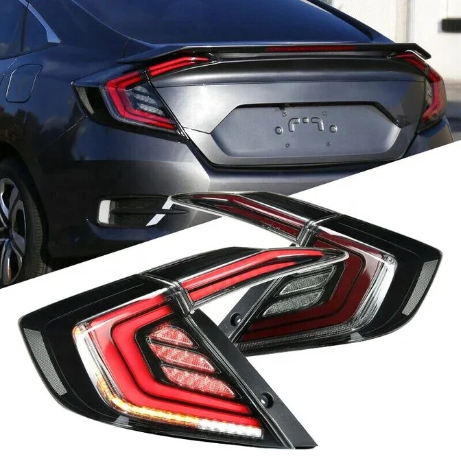 

Smoked LED Tail Lights w/LED DRL Sequential Signal for 16-20