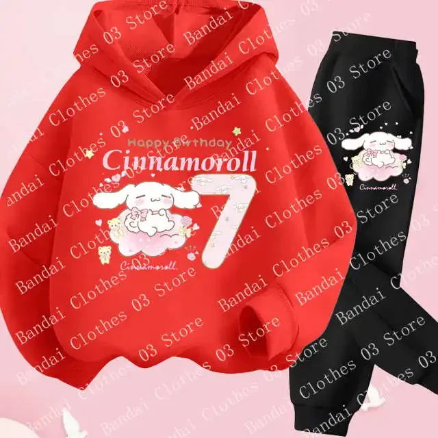 

Fashion Baby Trucksuit Autumn Warm Children Cartoon Pullover Kids Cinnamoroll Hoodies Boys Girls Birthday Digit 2-10 Clothing