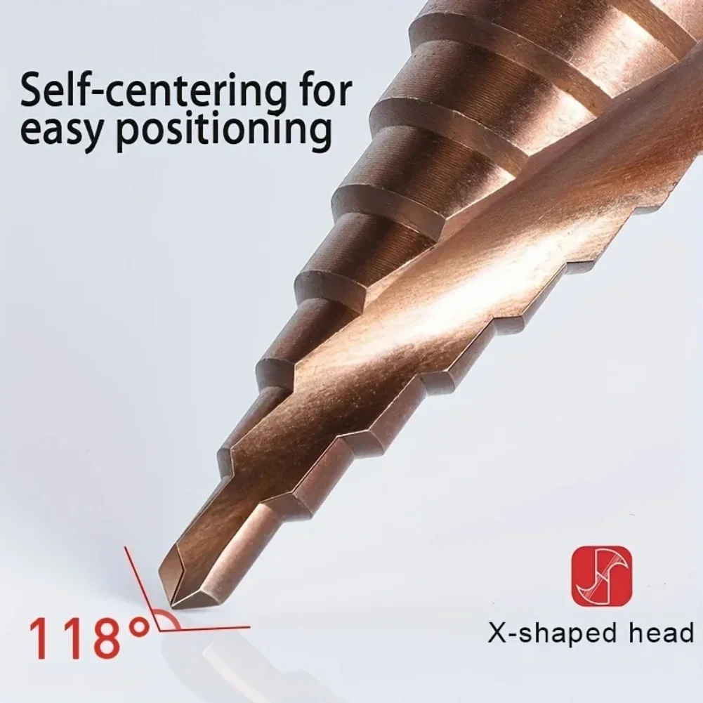 M35 Kobalt-Stufenbohrer, konisch, 4–12/4–20/4–32 mm, HSS-CO Spiralnut-Bit, Loch, offene Säge, Spiralnut, Sechskantschaft, Metallbohrer – Detail 6