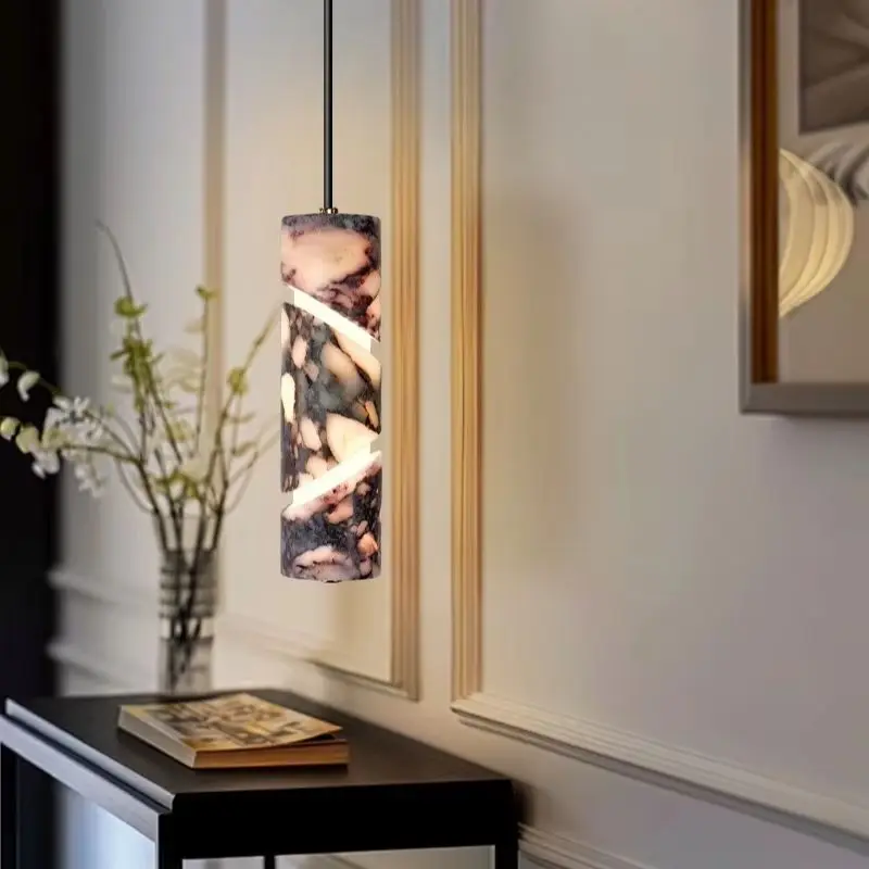 

Nordic Modern LED Pendant Light Fixtures Marble Stone Cafe Restaurant Bedroom Home Decor Lighting Iron Ball Hanging Lights