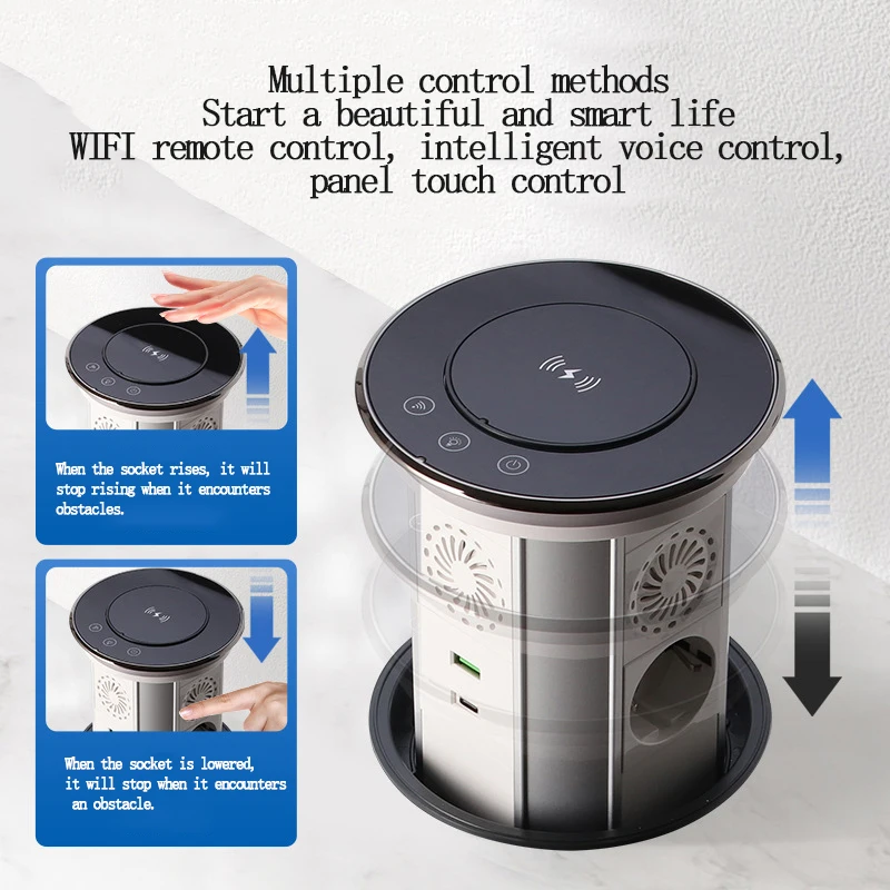 Imagem -04 - Wifi Smart Lift Soquete Oculto Soquete Elétrico da Mesa Bluetooth sem Fio Controle de Voz Tuya eu us fr au