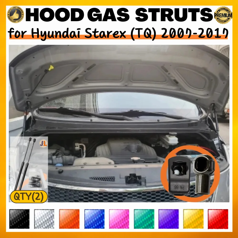 

Qty(2) Hood Struts for Hyundai Starex H-1 (TQ) 2007-2017 Front Bonnet Modify Gas Springs Shock Absorbers Lift Supports Dampers