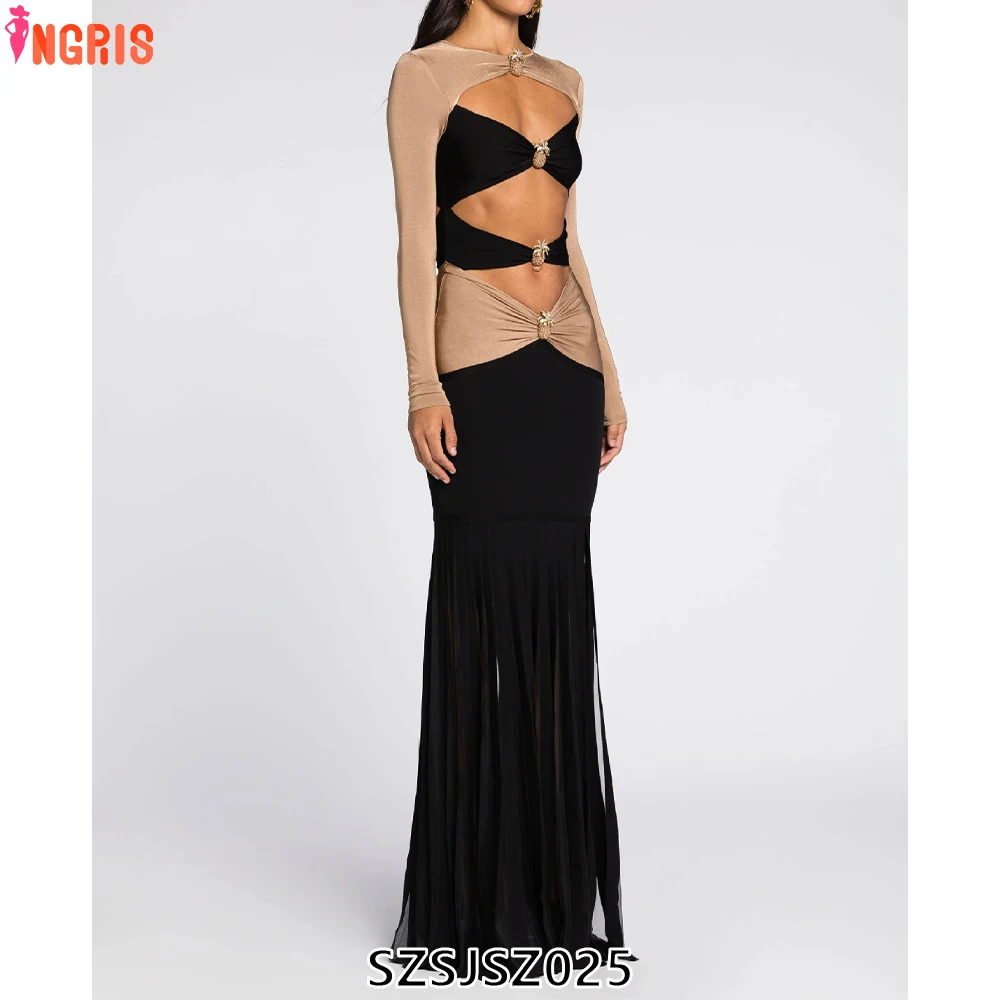 

Luxury Evening Sexy Bodycon Dress Hollow Out Elegant Long Maxi Dresses Sexy Dresses Women Night Club-SZSJSZ025