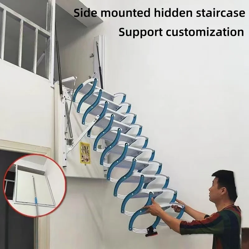 سلم منزلي قابل للسحب، سلالم تلسكوبية مثبتة على الجانب، سلم تلسكوبي، مثبت على الجانب، جزء داخلي مخفي #3