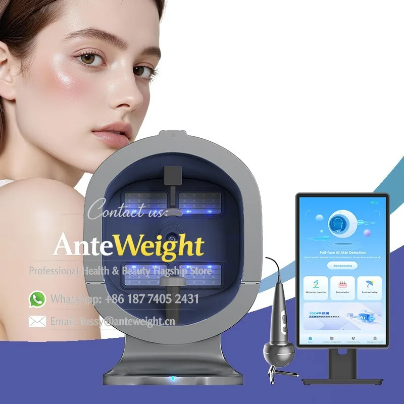 2026 X5 PRO a Round Image Analysis Machine Scalp & Hair & Facial Skin Analyzer with Microscope & UV Light for Salon Spa Beauty