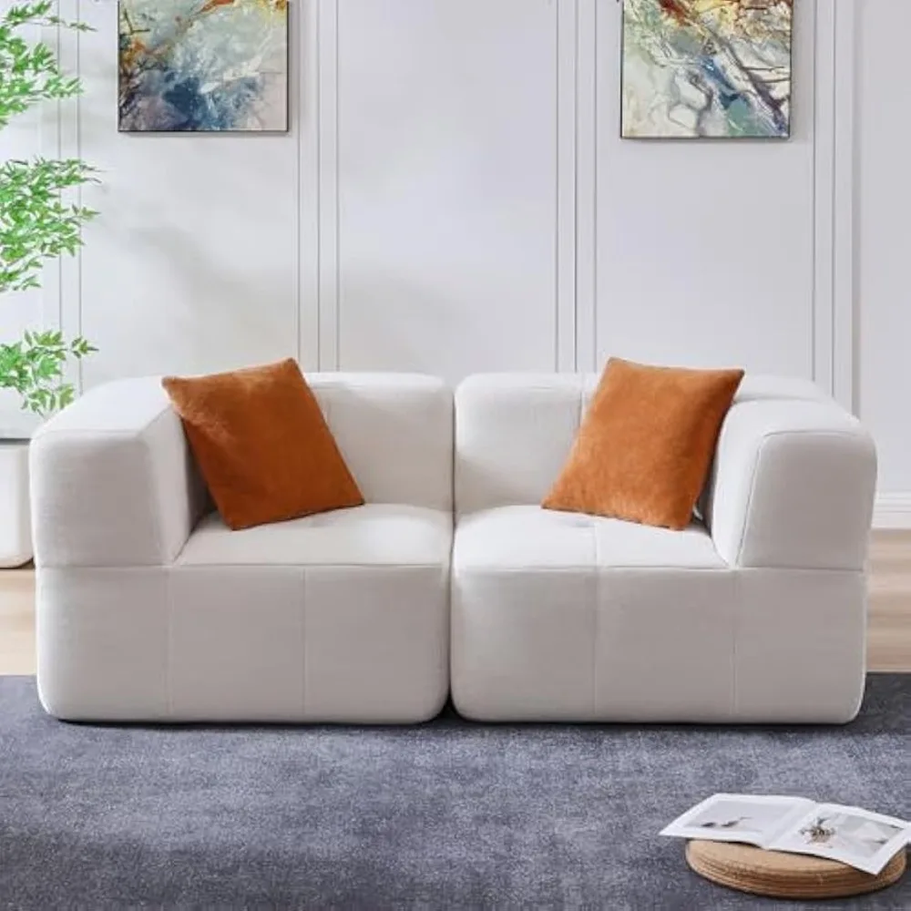 

73.62 Inch Cotton Candy Sofa, Double Cloud Sofa, Equipped with 2 Cushions, Modern Soft Cushion Plush Sofa