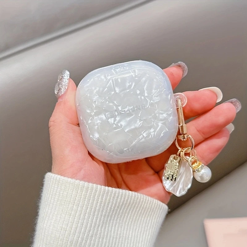 Dreamy White Pink Glossy Shell Case For Samsung Galaxy Live 2 Soft Silicone Shockproof Earphone Case for Galaxy Buds Pro Cover