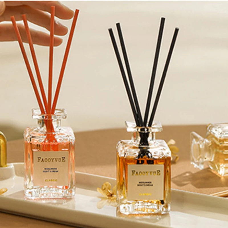 50ml Flameless Home Fragrance Room Flameless Freesia Jasmine Fragrance Oil with Reed Diffuser Stick Home Room Air Freshener Deco