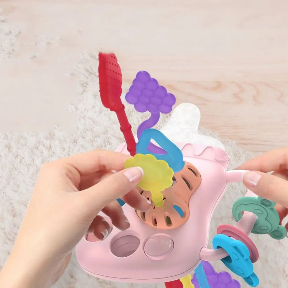 Mangeoire tirer chaîne sensorielle bébé jouets multifonctionnel doux bébé main balle jouets mordable éducatif Montessori tirer chaîne