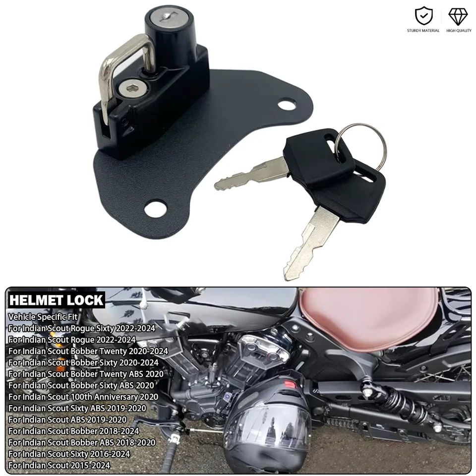 2 Pcs Serrure De Casque De Moto Alliage D'Aluminium Verrouillage Universel Antivol Pour Guidon 22mm-28mm - Noir
