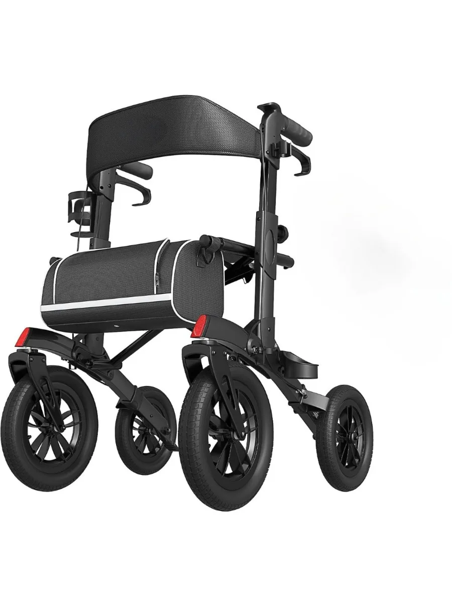 Lichtgewicht opvouwbare rollator, draagbaar mobiliteitshulpmiddel met verstelbaar handvat - afbeelding 2